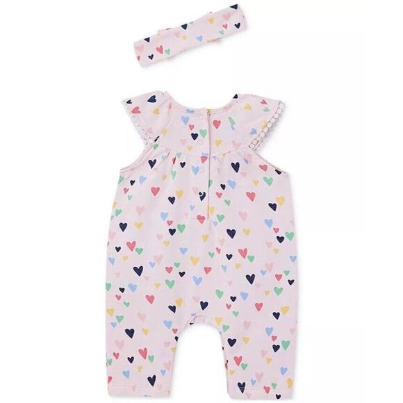 Little Me Dillard's Heart Print Girls 3 Months Jumpsuit & Headband, 2 Piece Set - Picture 4 of 16